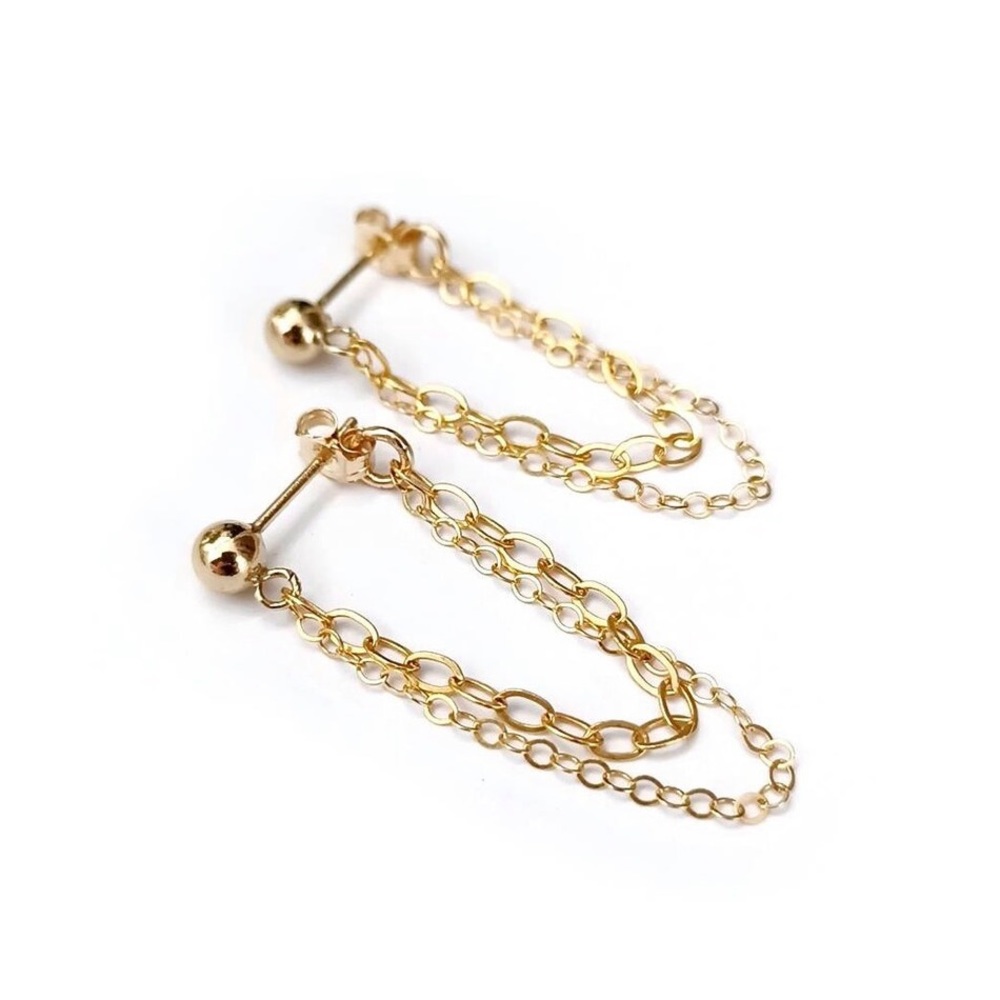14k Gold Filled Post Earrings - Picture 4 of 5
